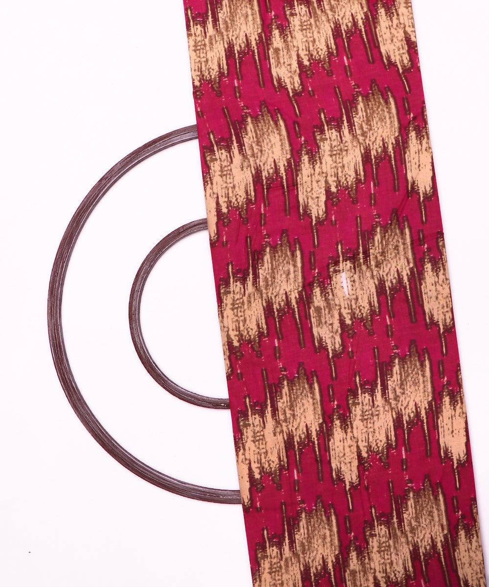 pink and brown colour abstract print rayon fabric
