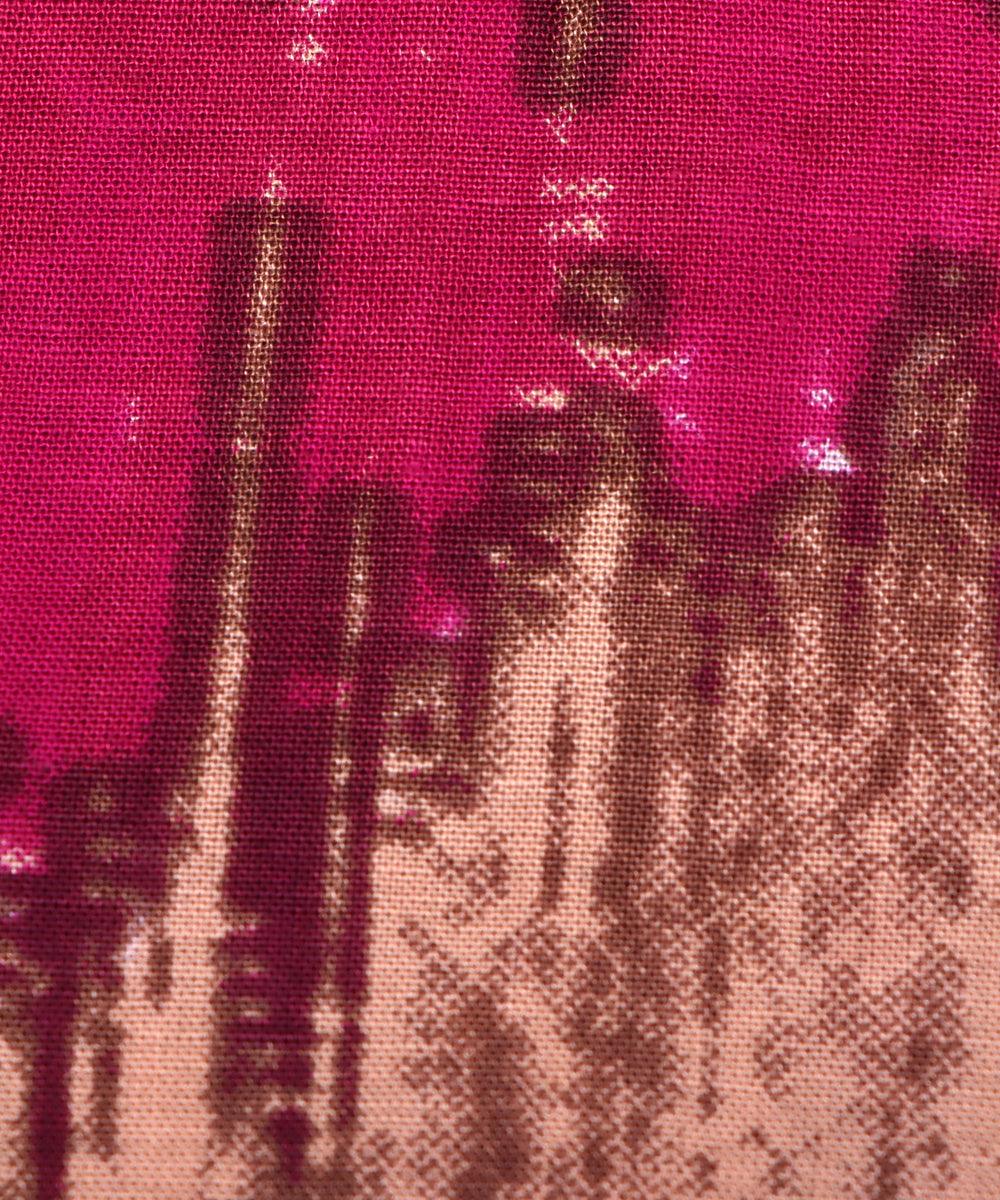 pink and brown colour abstract print rayon fabric