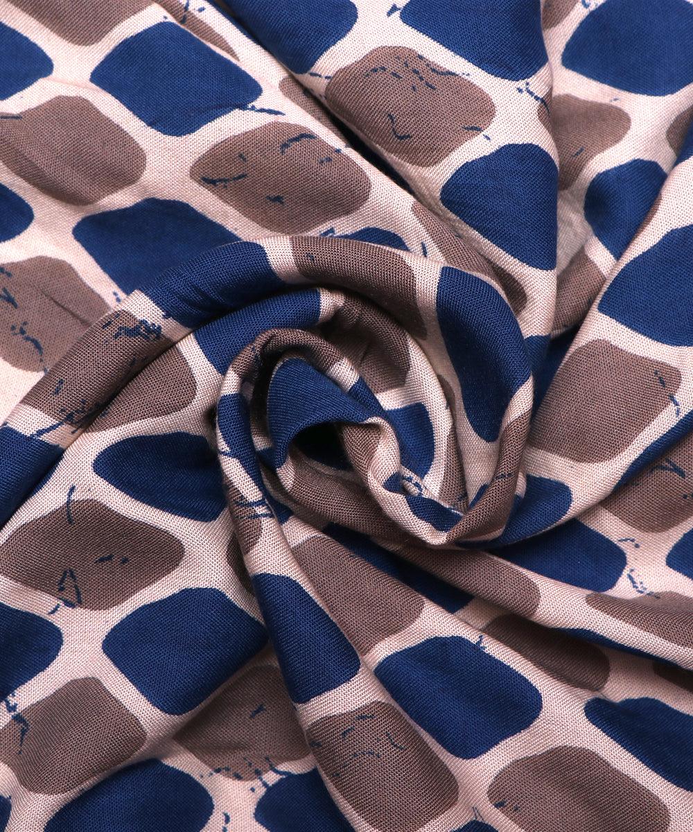 blue zig zag print rayon fabric