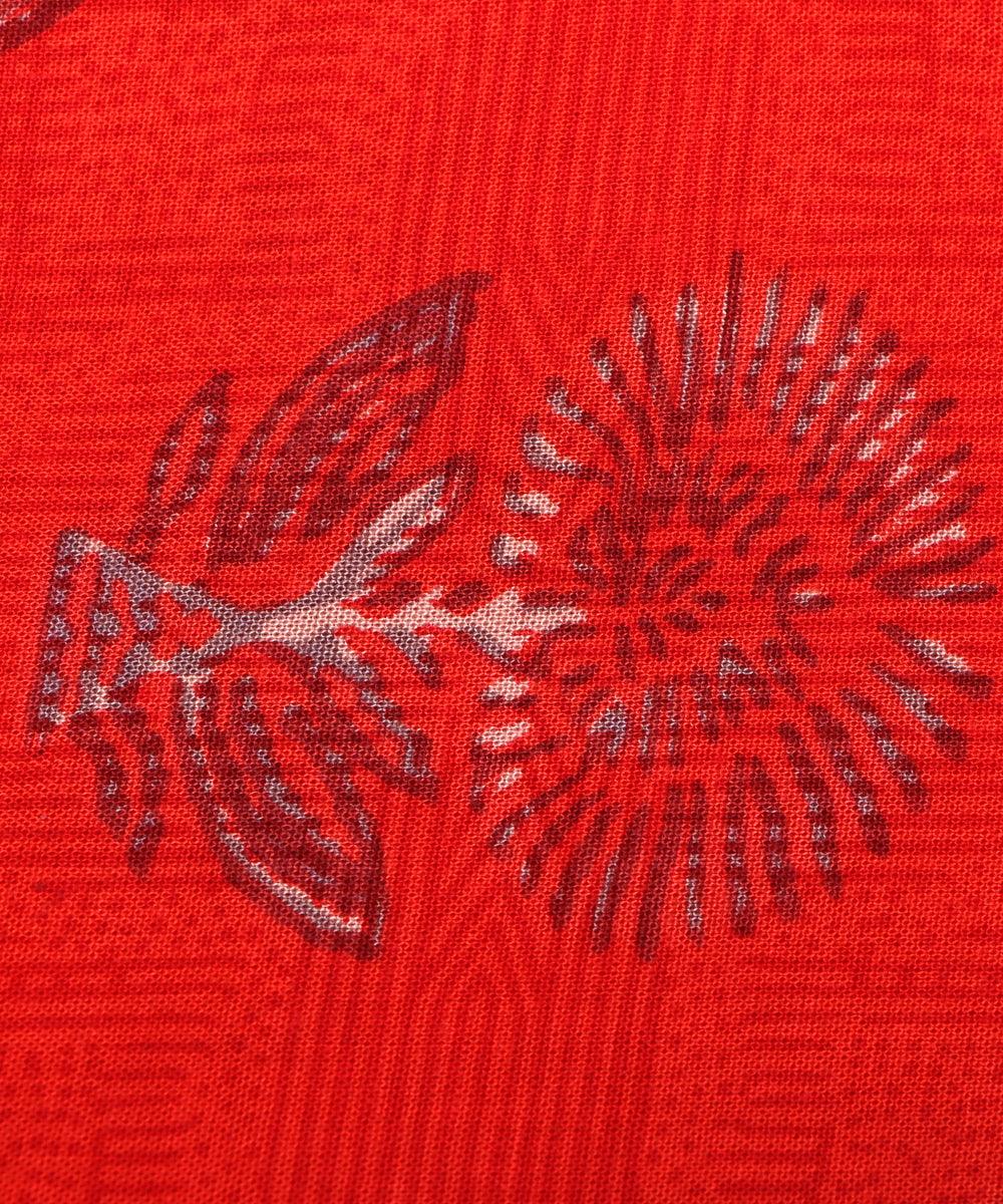 red floral print rayon fabric