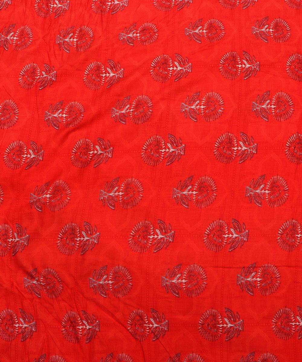 red floral print rayon fabric