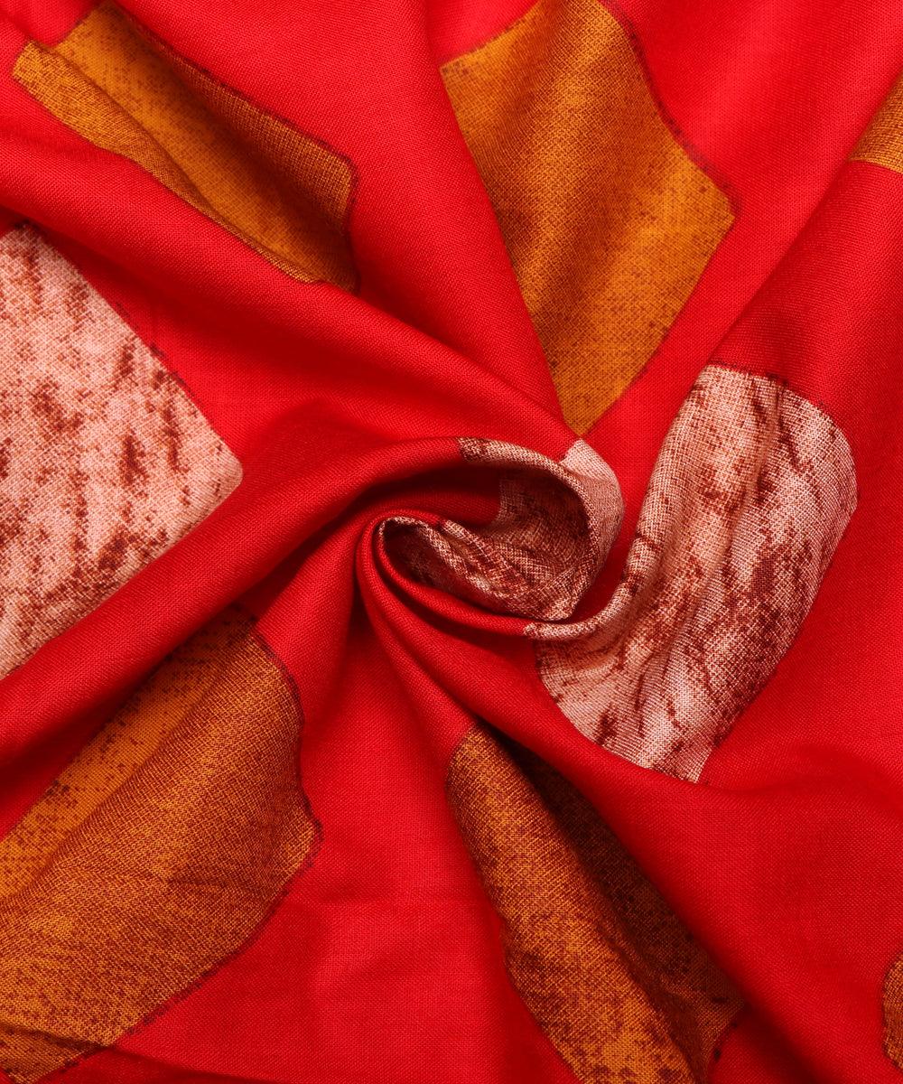 red unique print rayon fabric