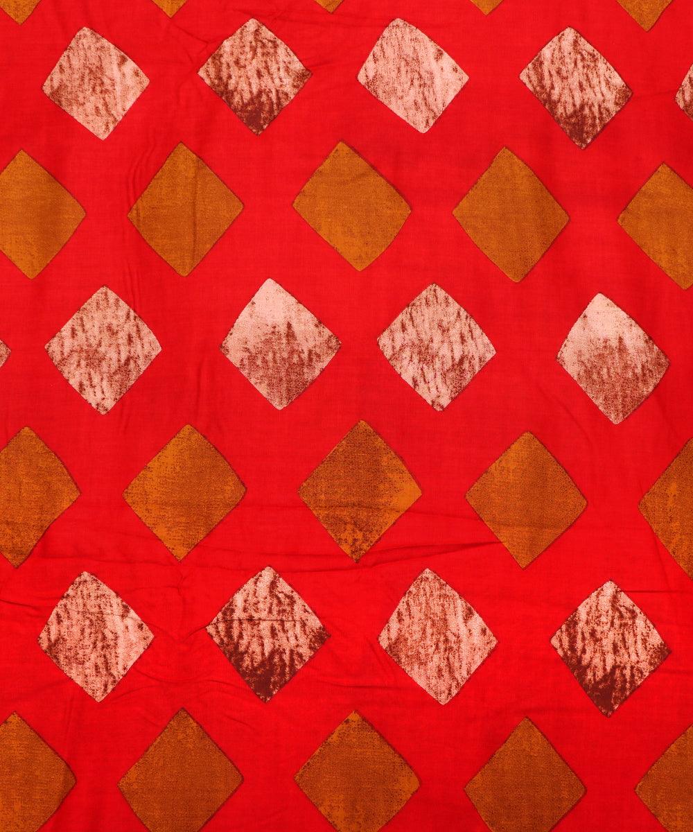 red unique print rayon fabric