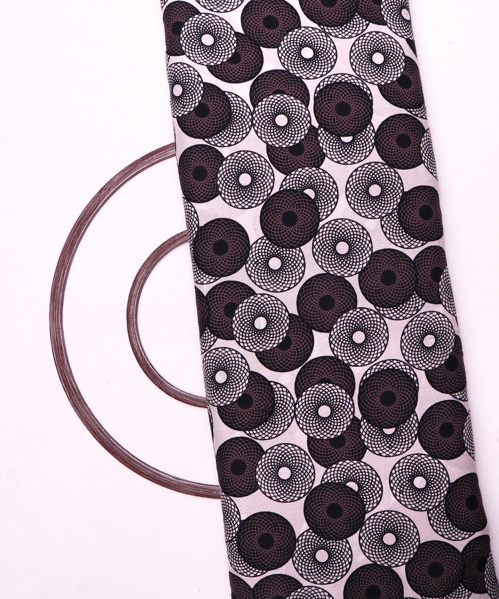 white black geometric print rayon fabric