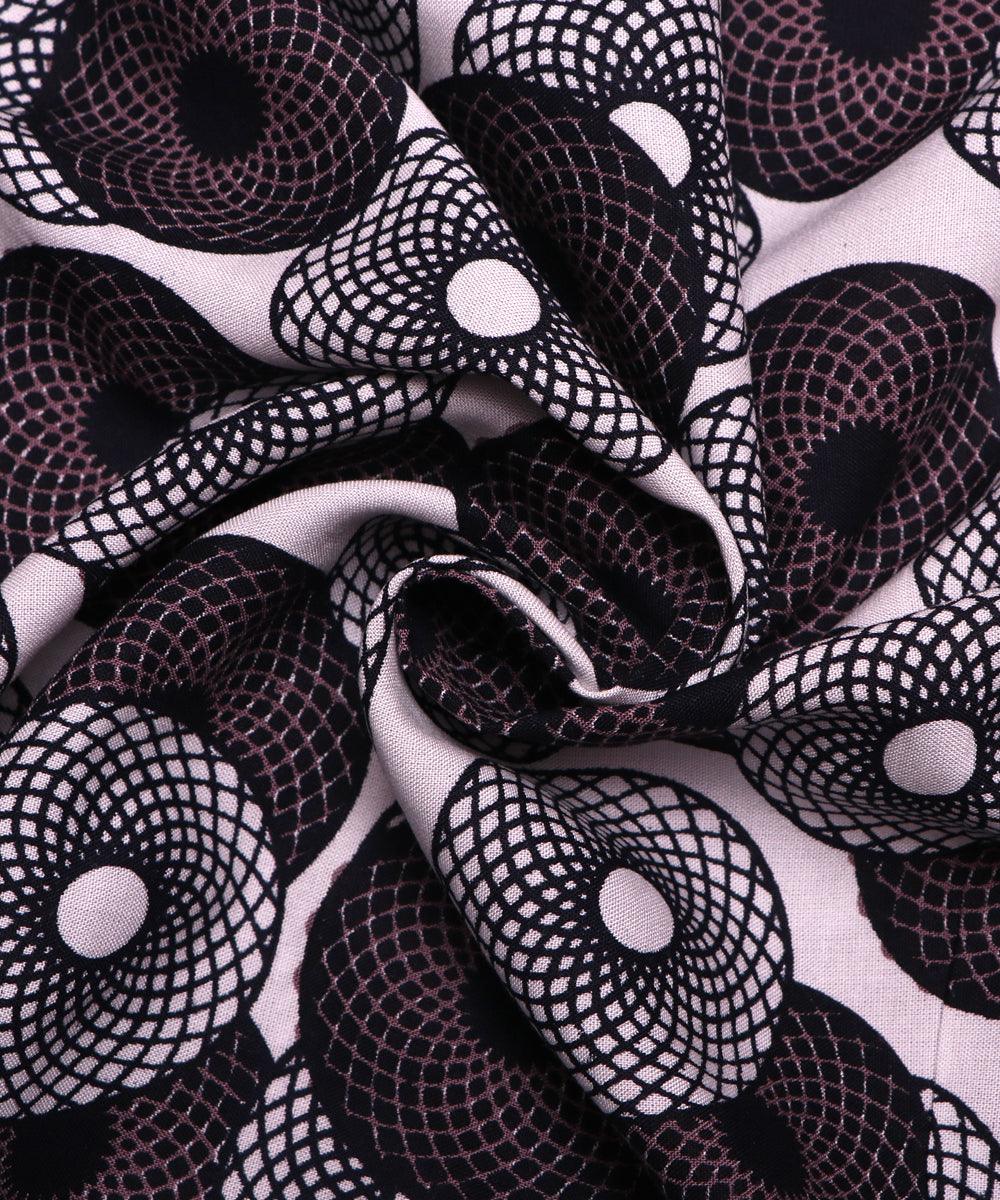 white black geometric print rayon fabric