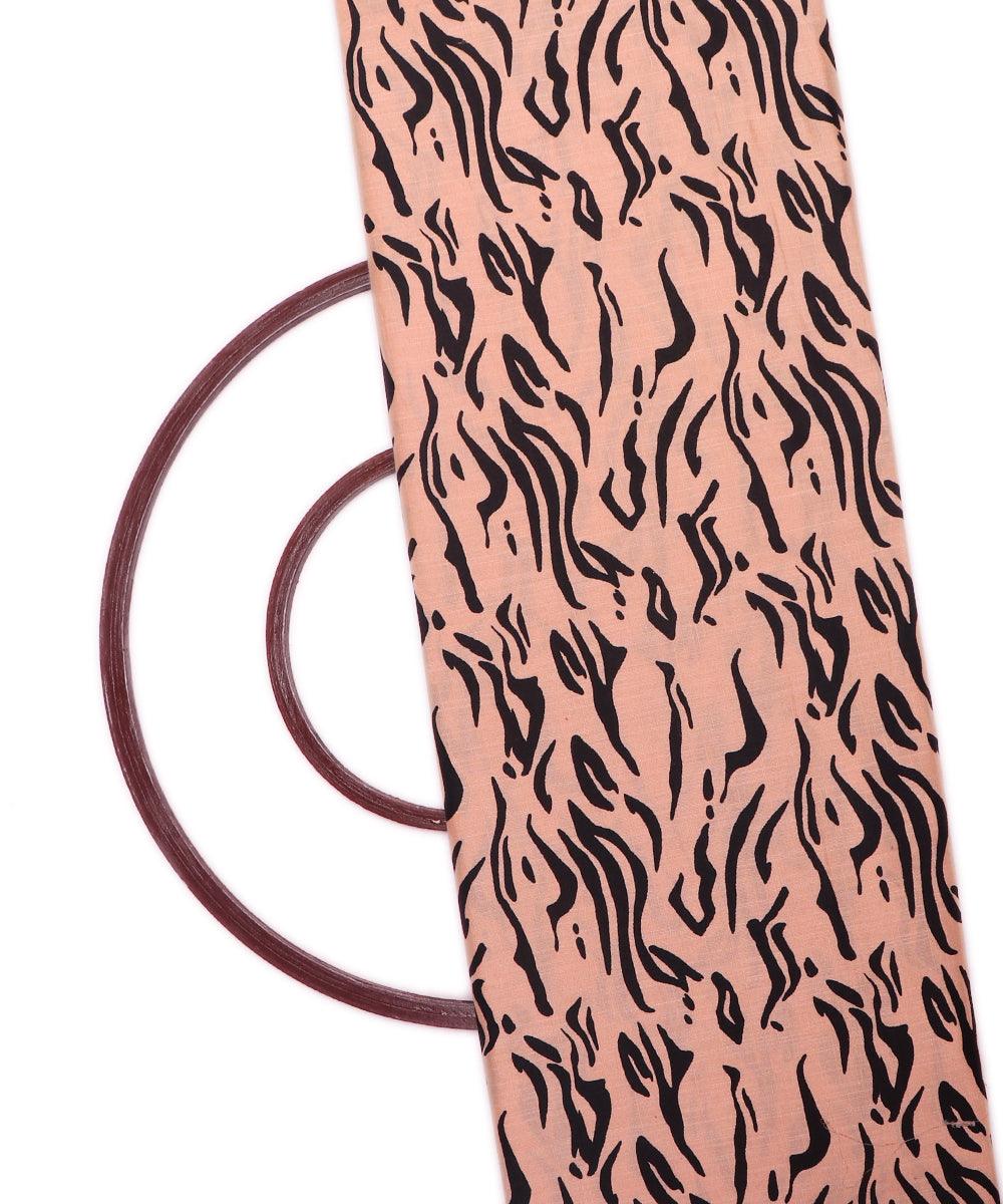 light peach abstract print rayon slub fabric