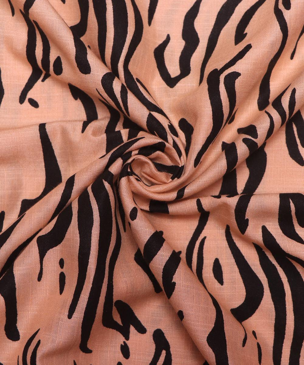 light peach abstract print rayon slub fabric