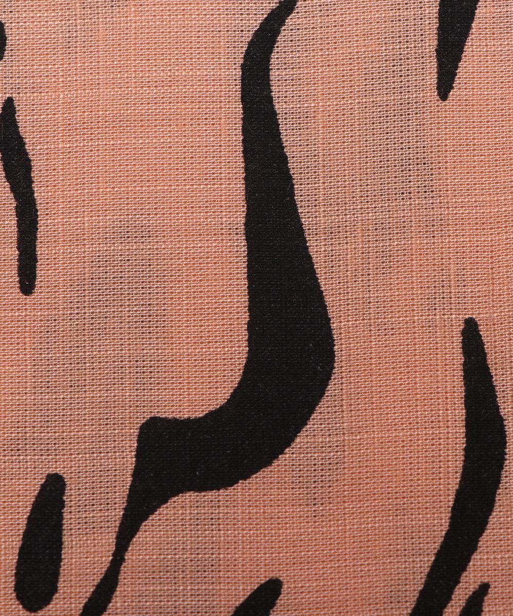 light peach abstract print rayon slub fabric