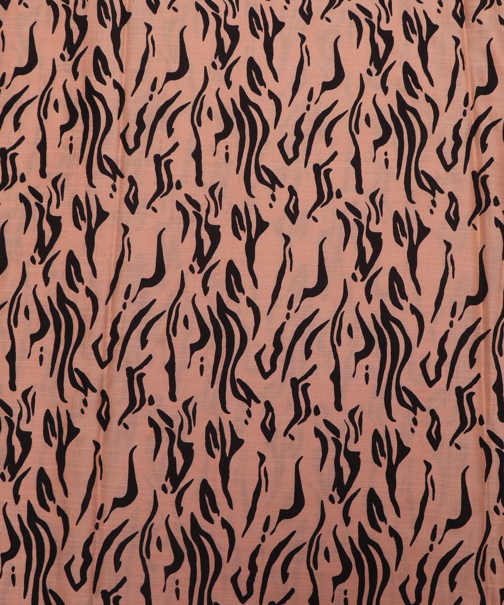 light peach abstract print rayon slub fabric