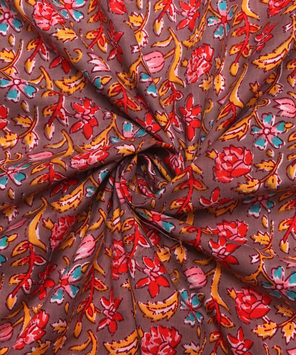 grey colour printed cotton fabric 1