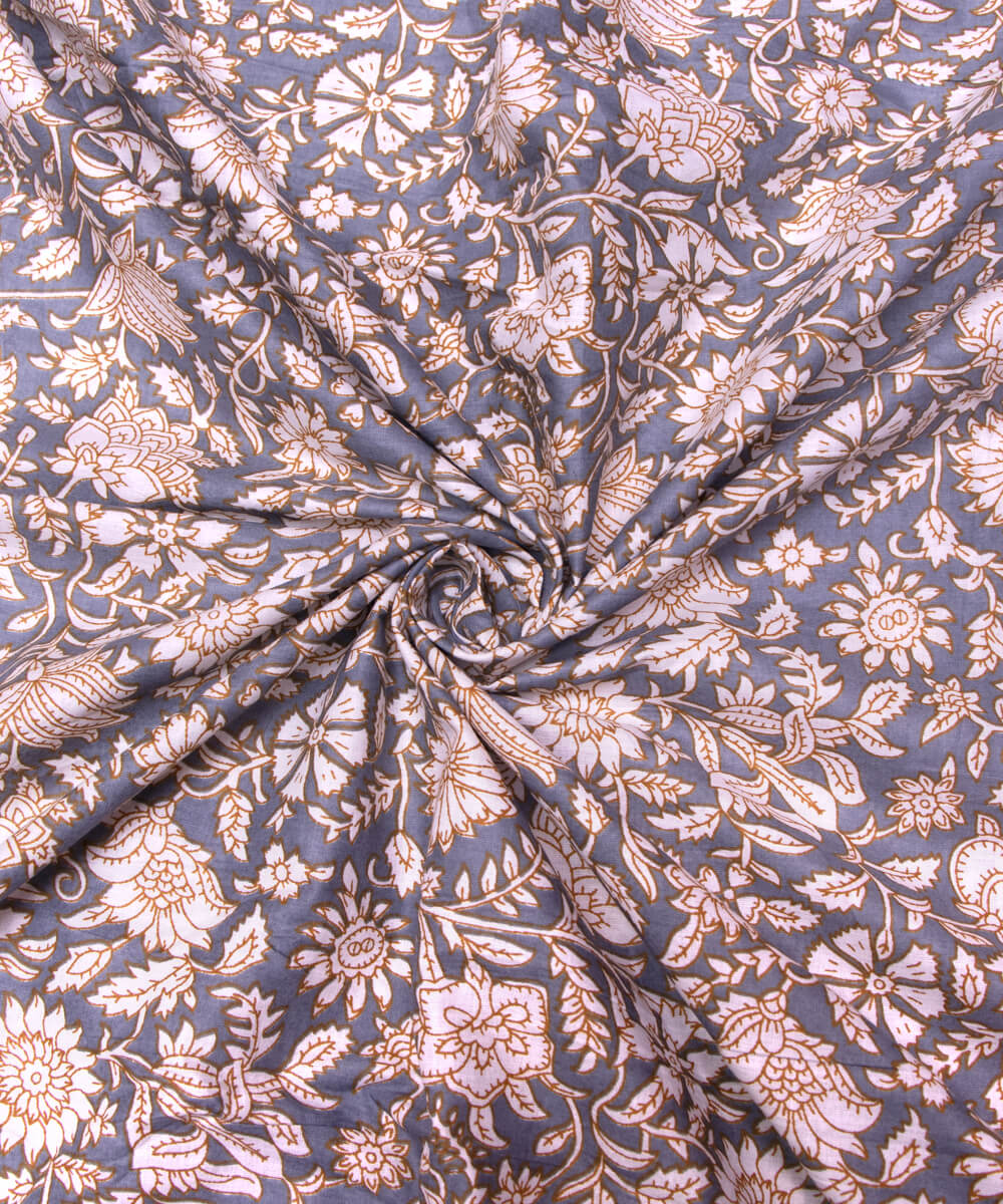 Light Blue Colour Floral Print Cotton Fabric