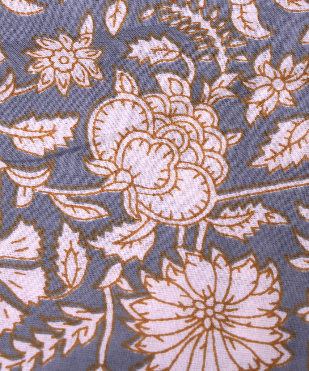 Light Blue Colour Floral Print Cotton Fabric