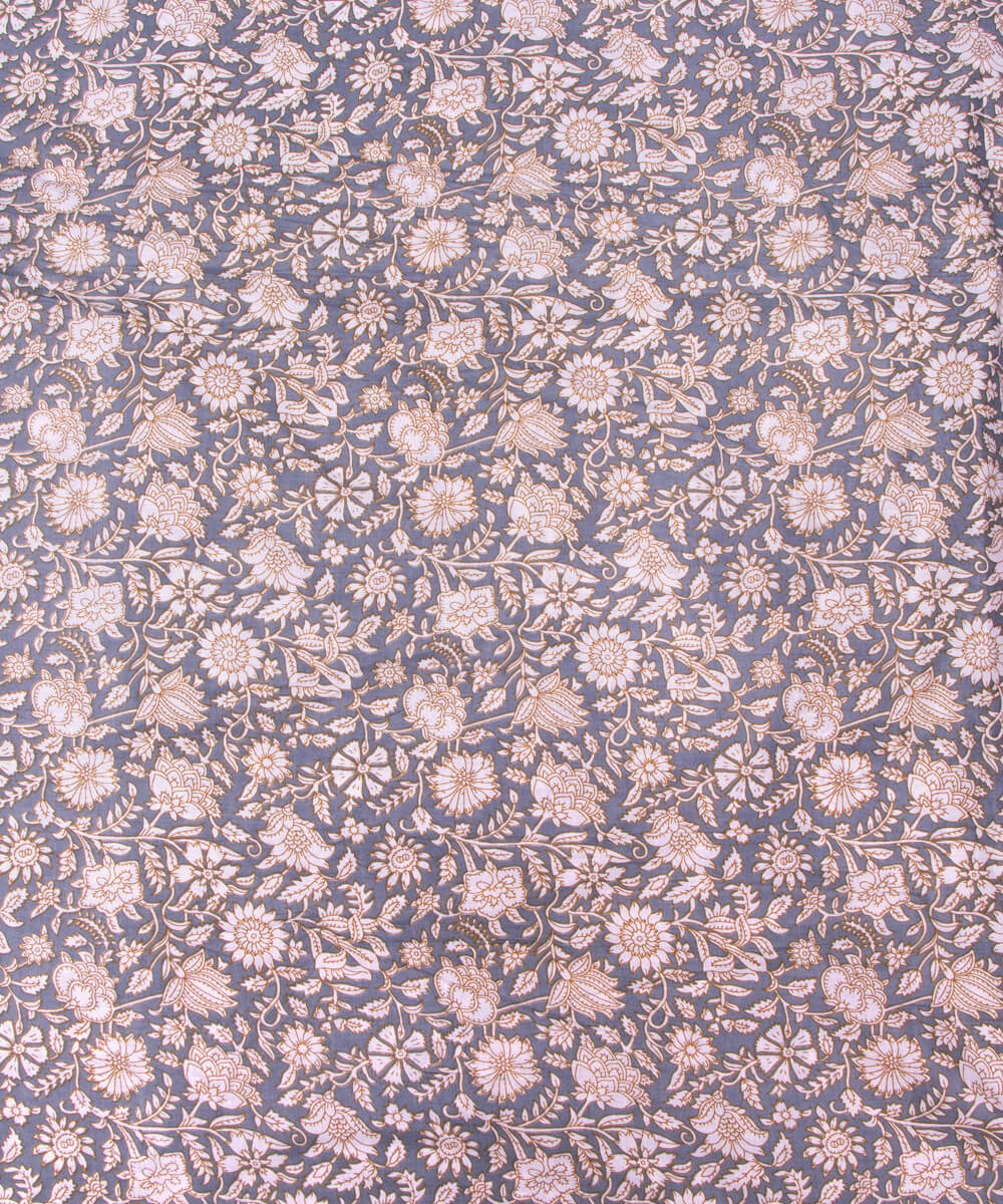 Light Blue Colour Floral Print Cotton Fabric