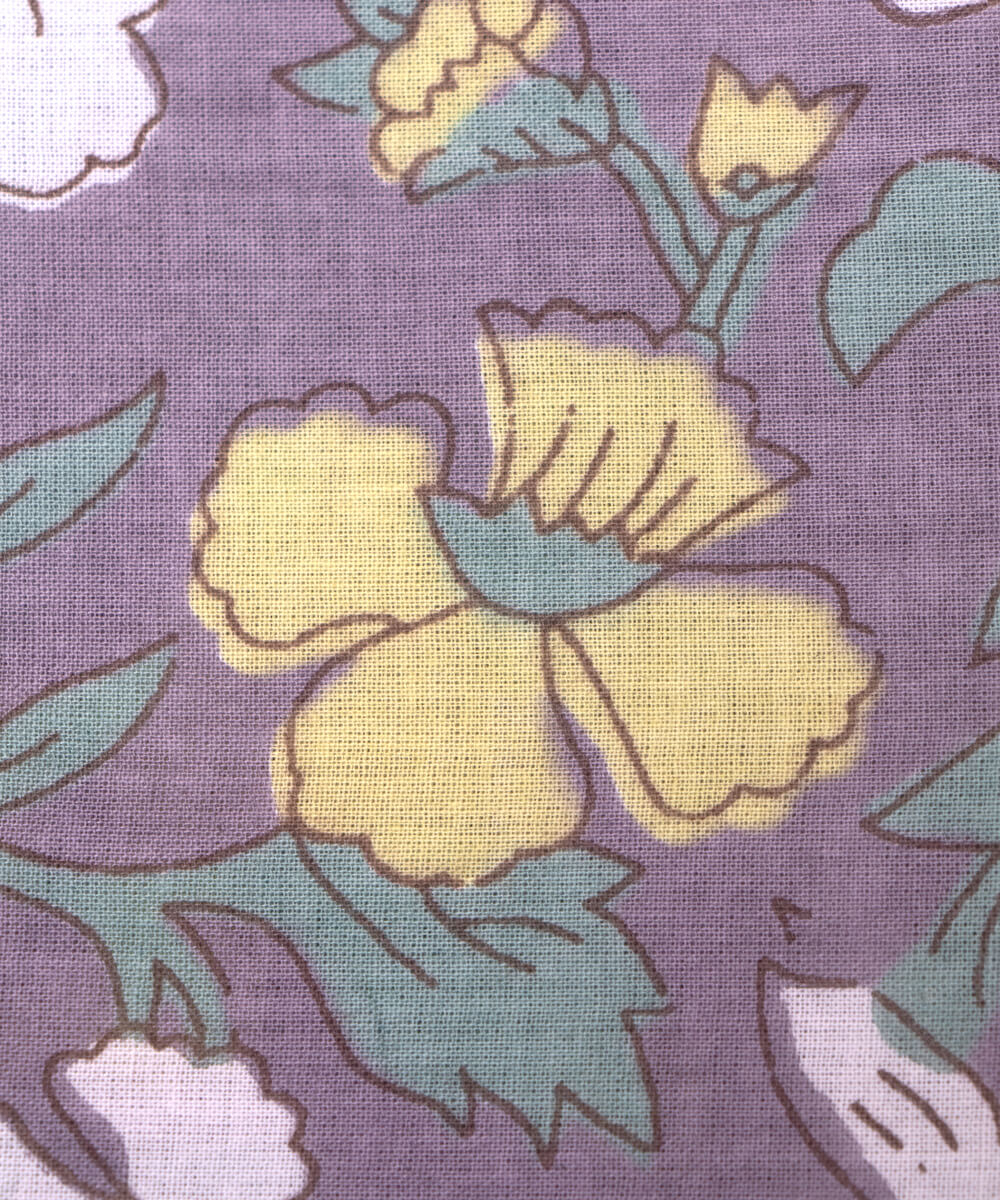 Grey Colour Floral Print Cotton Fabric