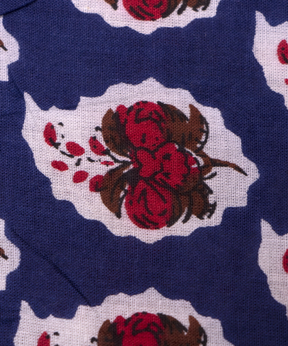 Blue Colour Floral Print Cotton Fabric