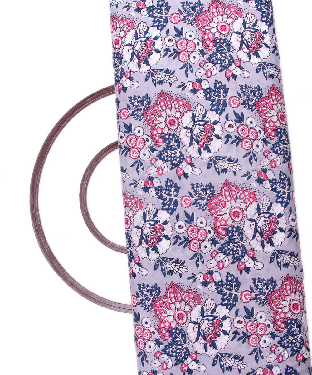 Aqua Blue Colour Floral Printed Cotton Fabric