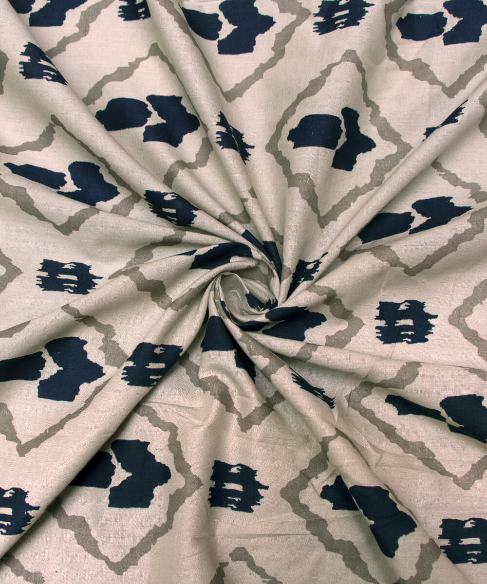 Light Grey Colour Unique Print Cotton Fabric