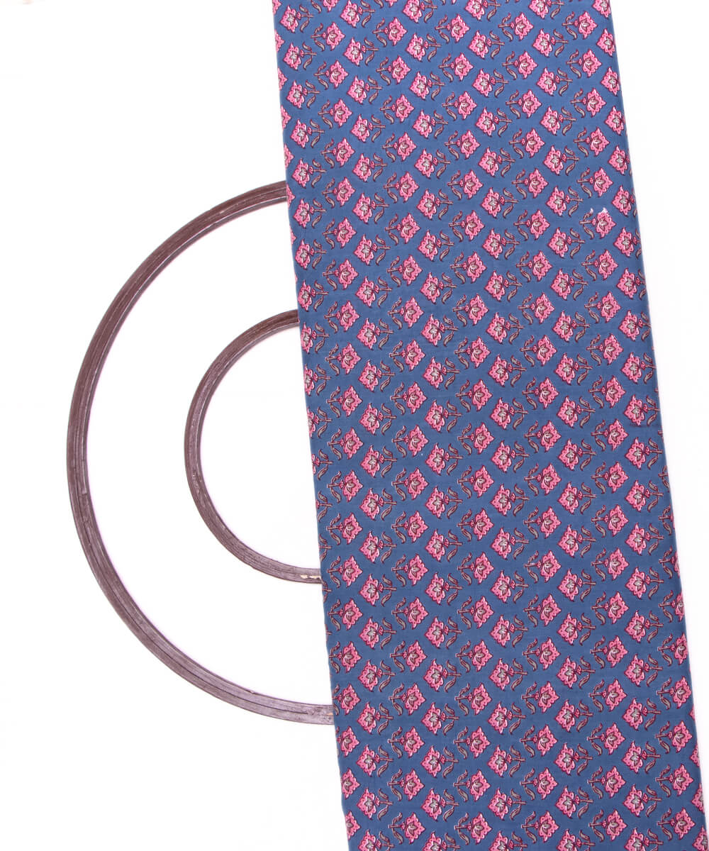 Blue Colour Floral Print Cotton Fabric
