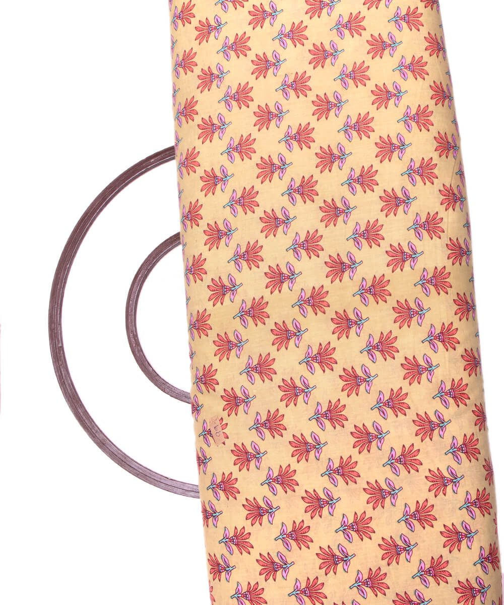 Light Yellow Colour Floral Print Cotton Fabric