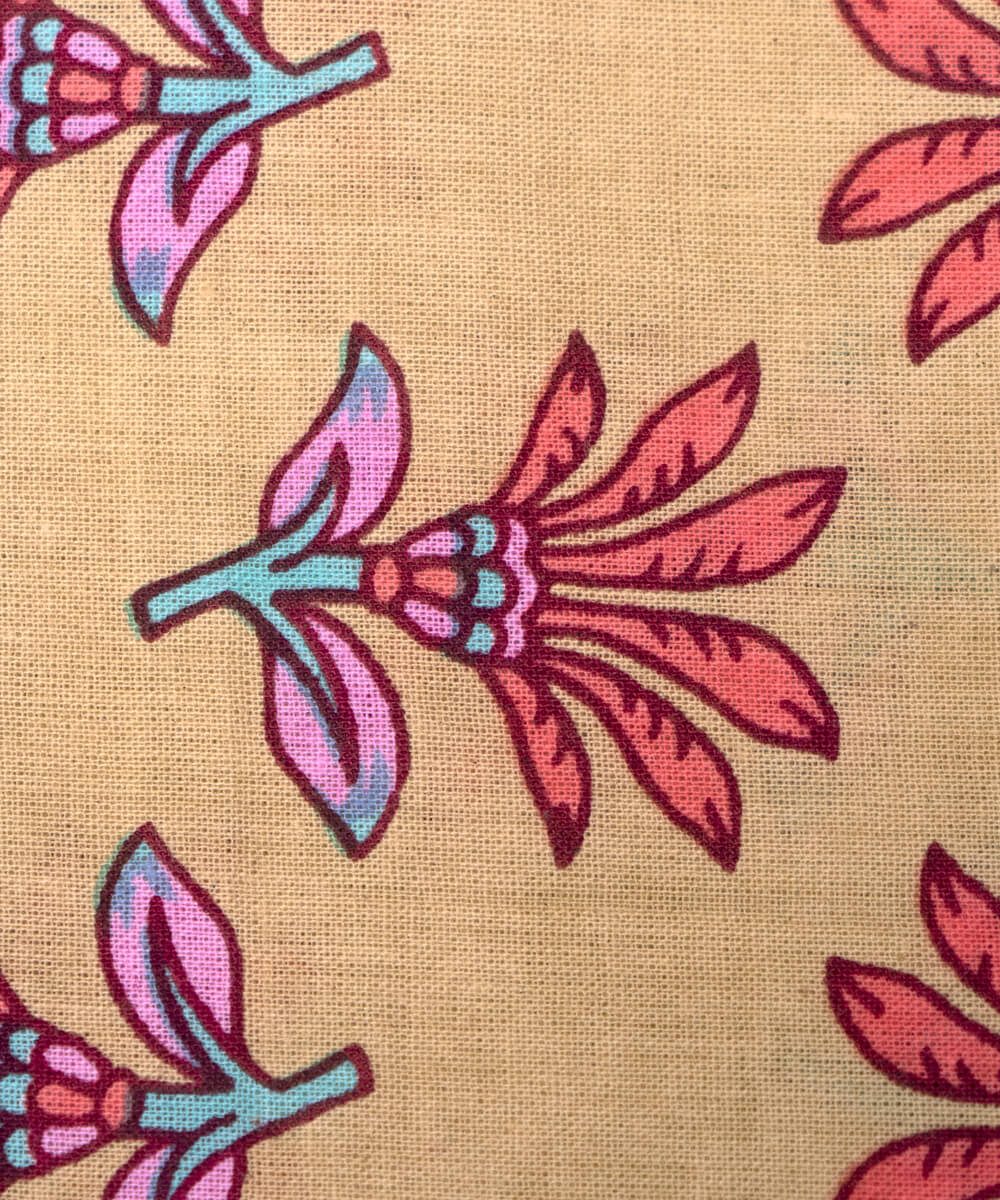 Light Yellow Colour Floral Print Cotton Fabric