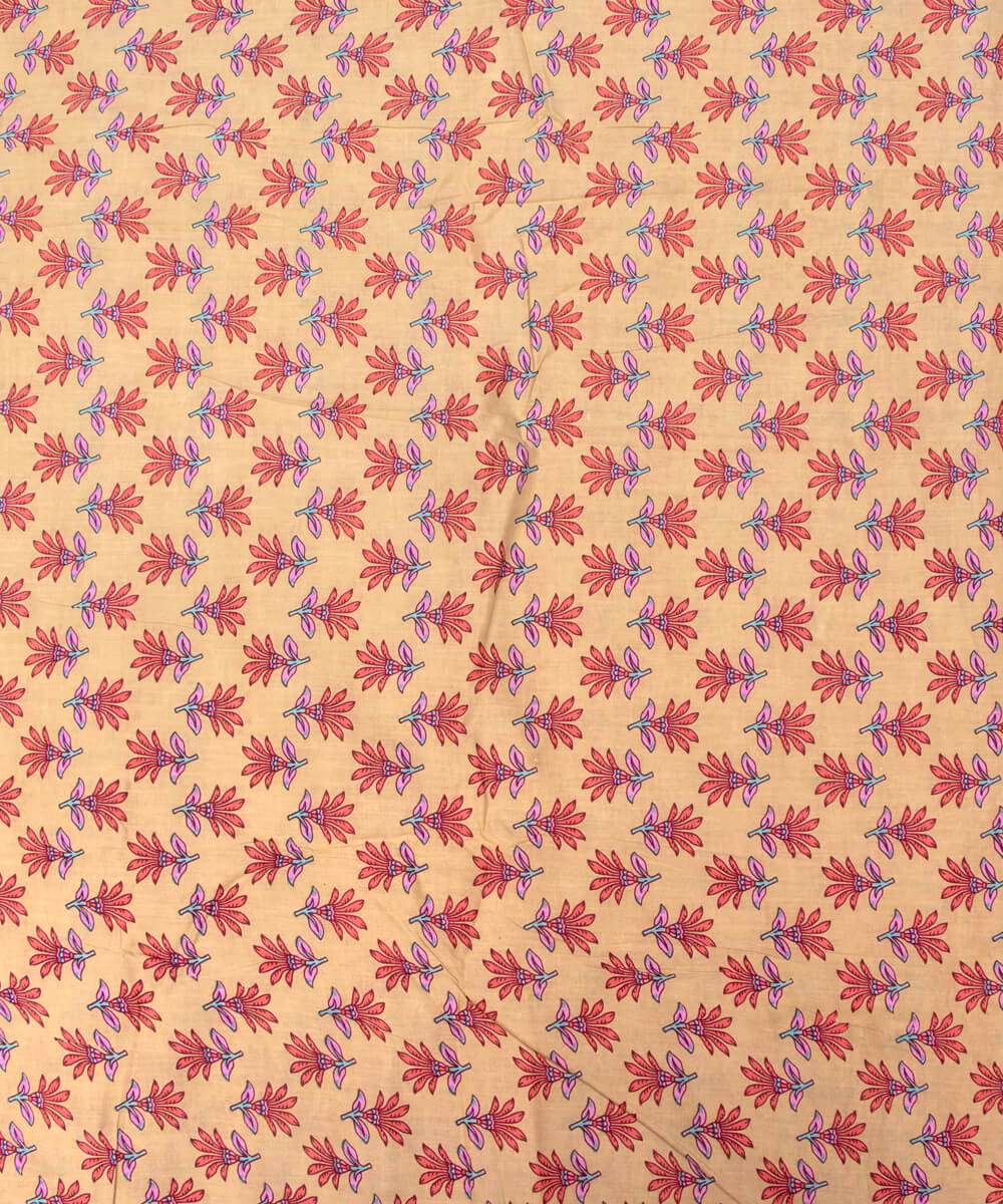 Light Yellow Colour Floral Print Cotton Fabric