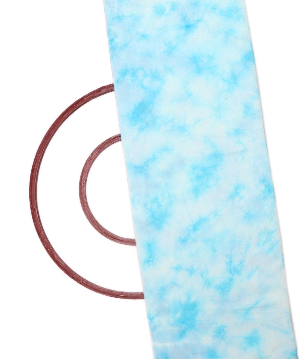 light blue tie dye print uppada silk fabric