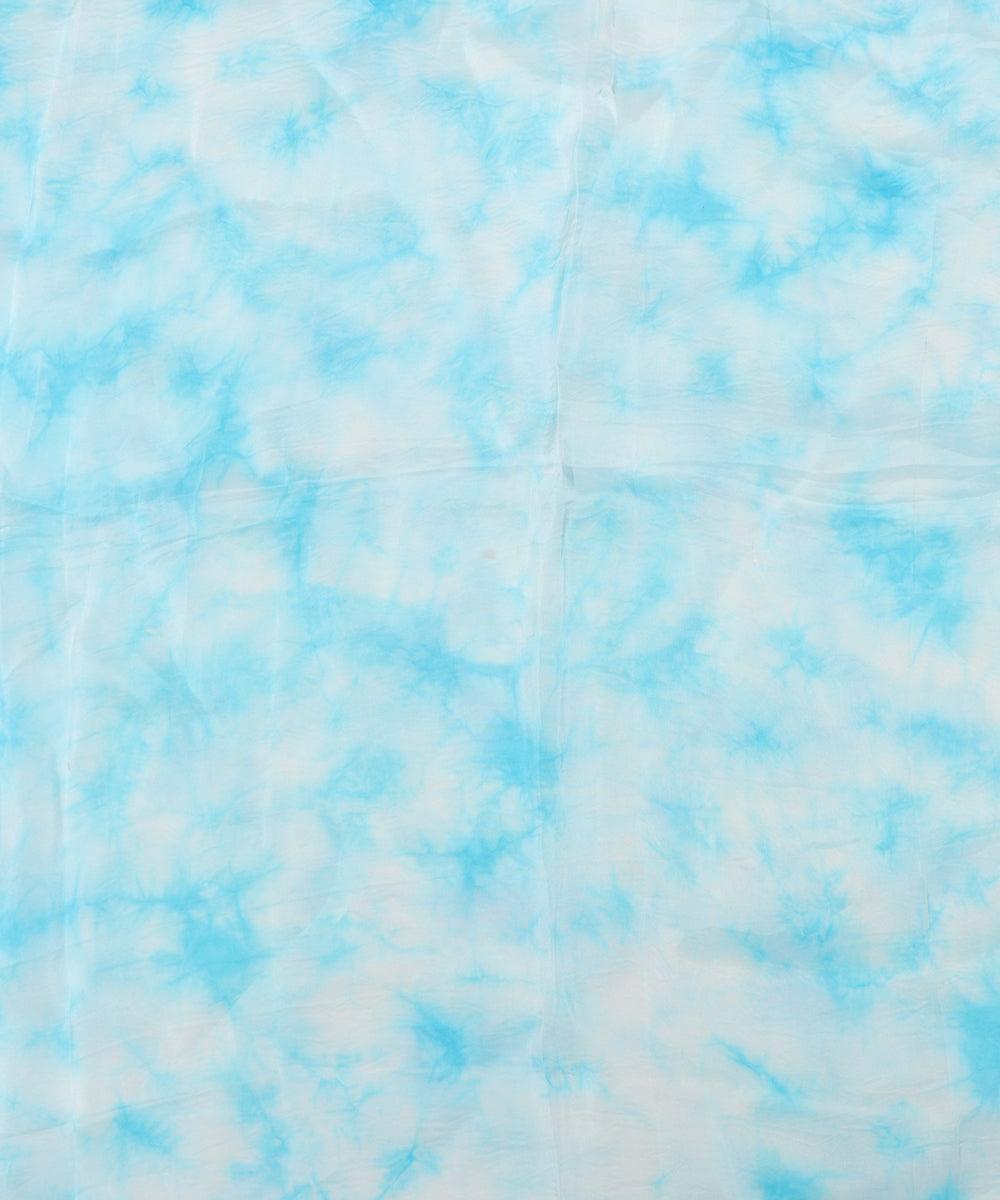 light blue tie dye print uppada silk fabric