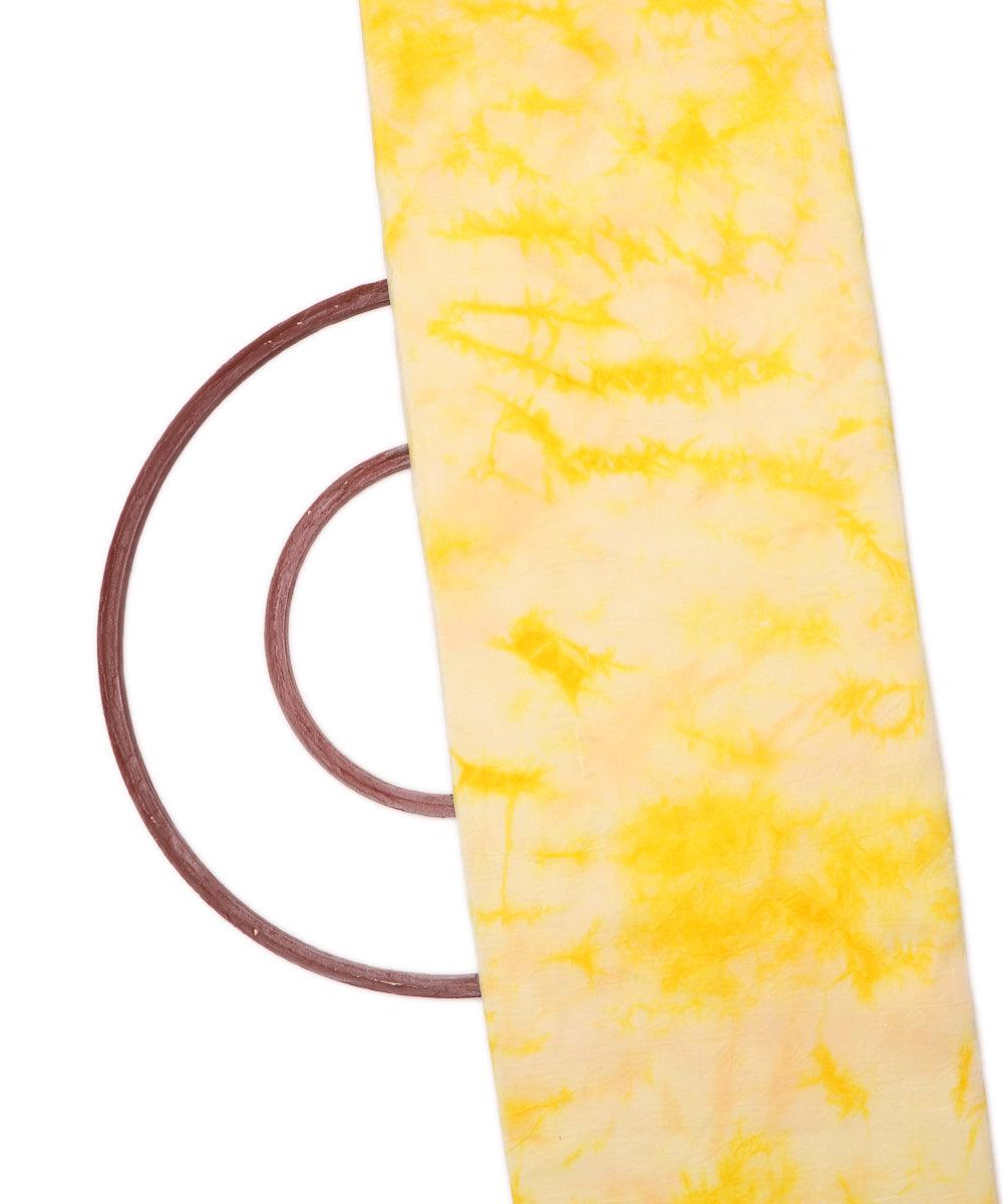 yellow tie dye print uppada silk fabric