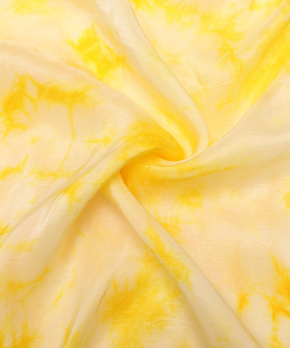 yellow tie dye print uppada silk fabric