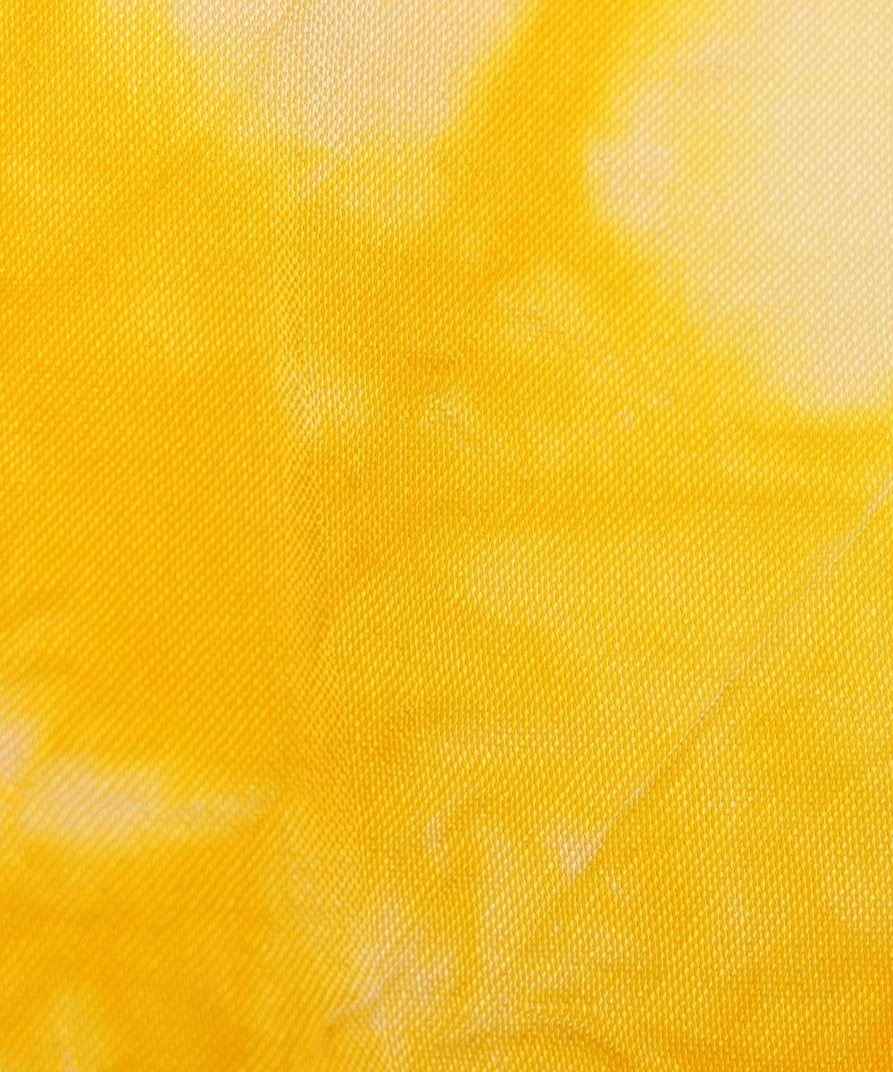 yellow tie dye print uppada silk fabric
