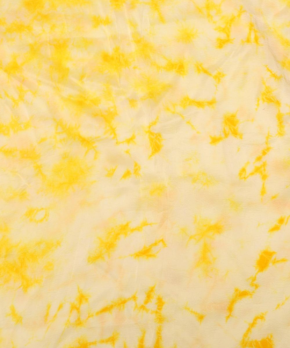yellow tie dye print uppada silk fabric