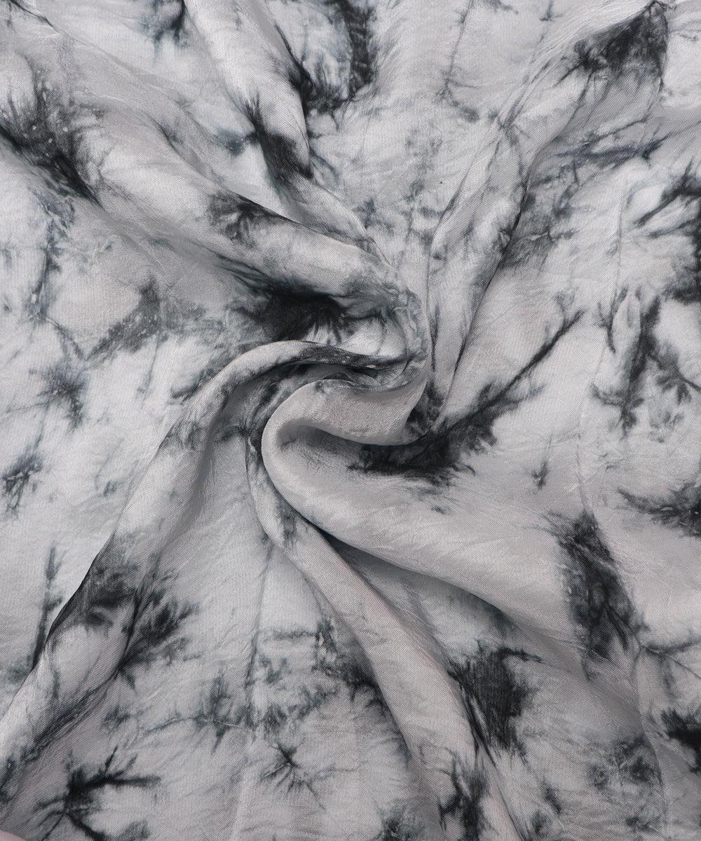 black tie dye print uppada silk fabric