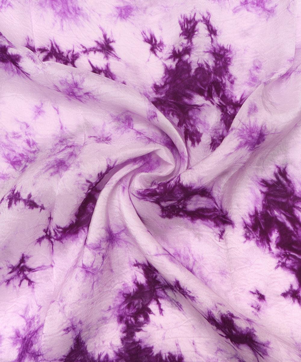 purple tie dye print uppada silk fabric