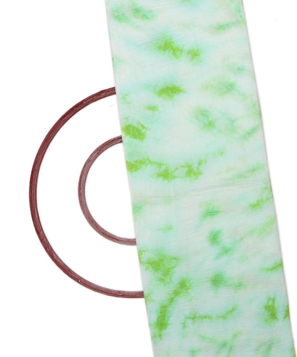 light green tie dye print uppada silk fabric