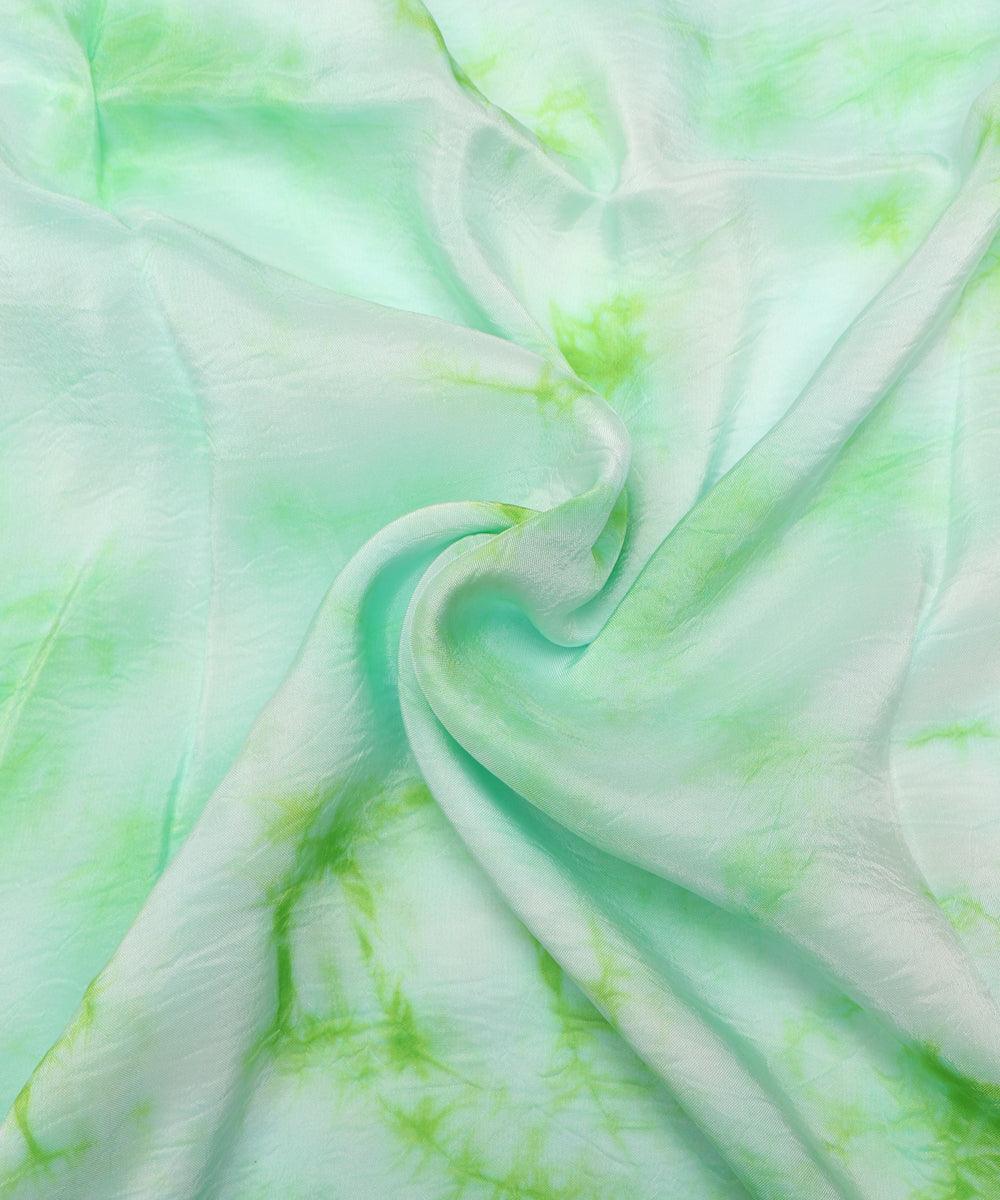 light green tie dye print uppada silk fabric