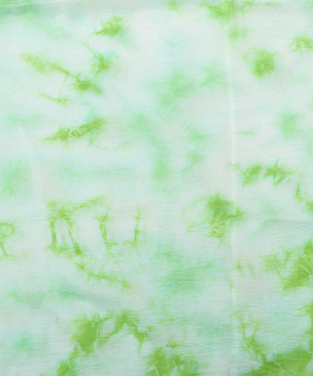 light green tie dye print uppada silk fabric