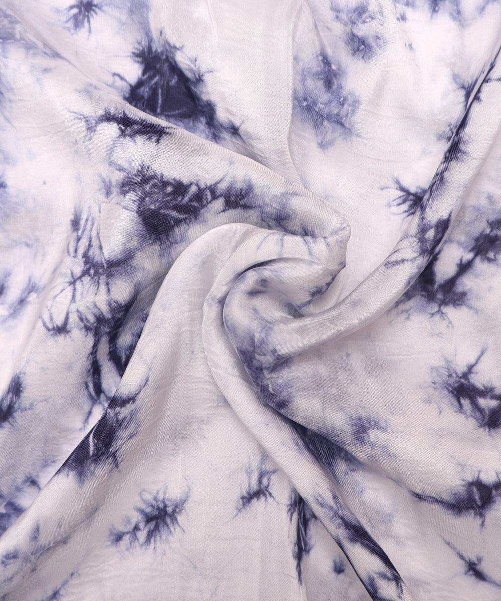 navy blue tie dye print uppada silk fabric