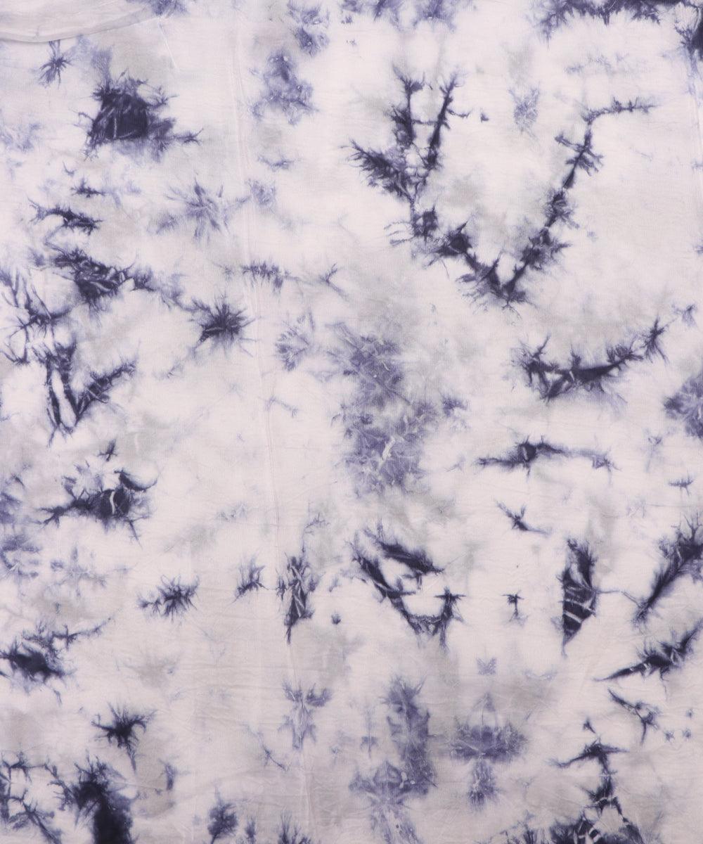 navy blue tie dye print uppada silk fabric