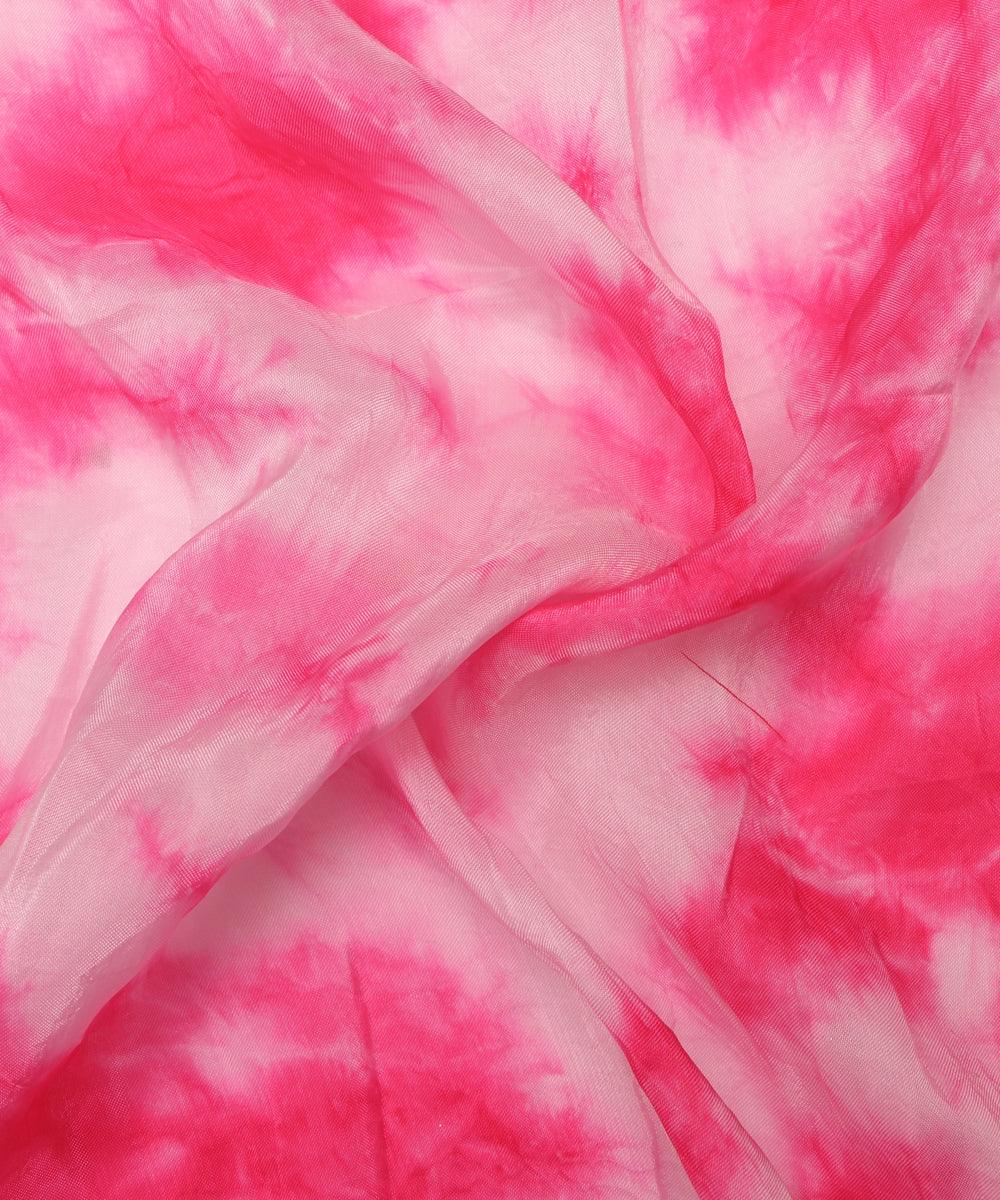 magenta tie dye print uppada silk fabric
