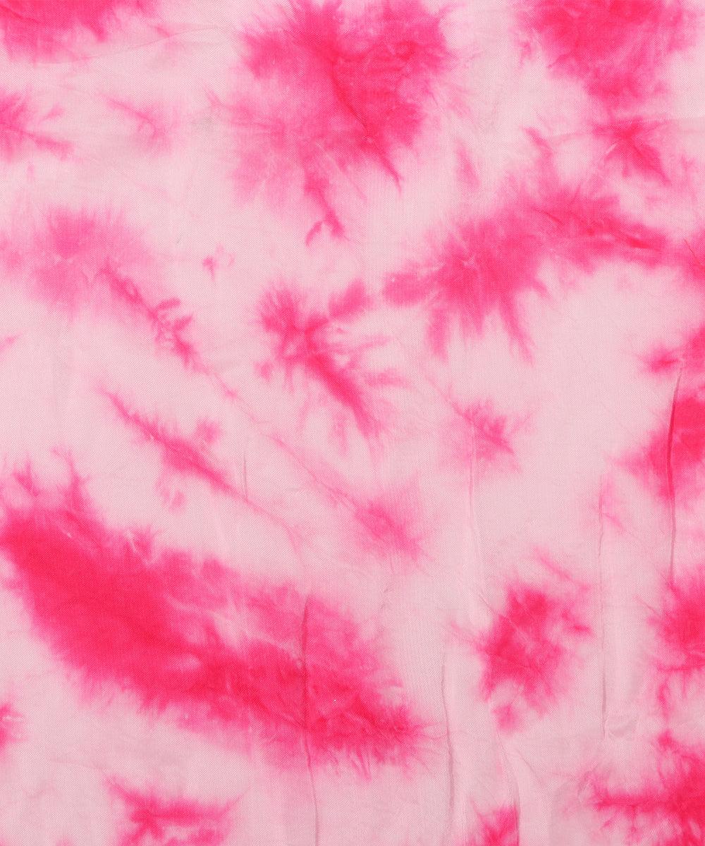 magenta tie dye print uppada silk fabric
