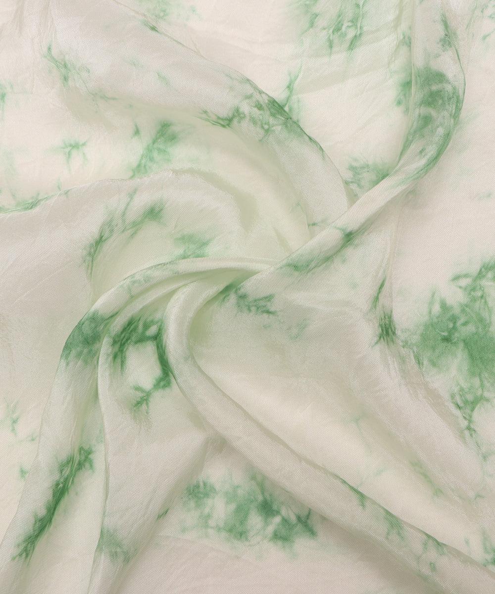 dark green tie dye print uppada silk fabric