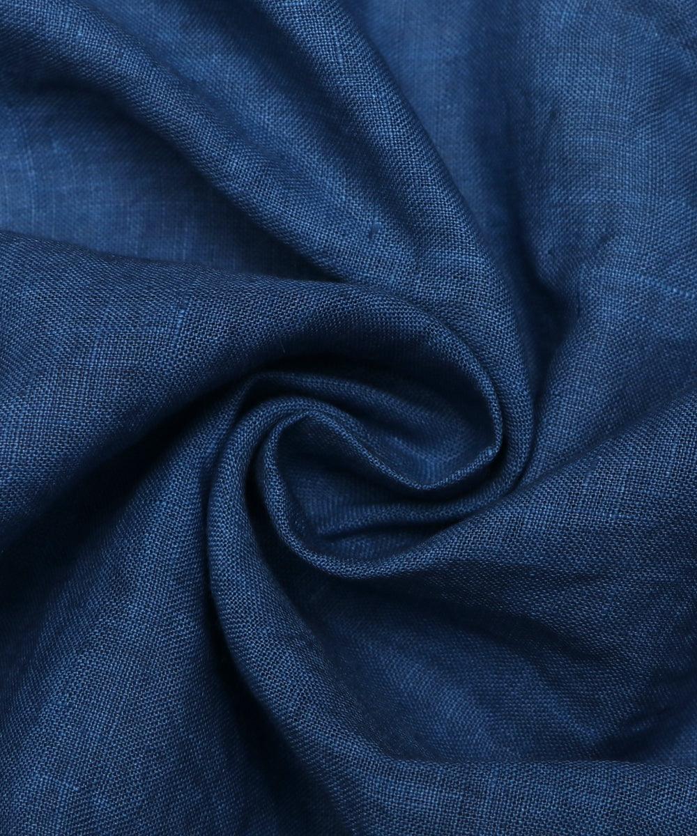 blue plain linen fabric