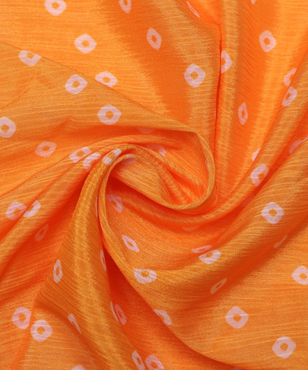 mango yellow bandhani print chinon silk fabric o148 7286