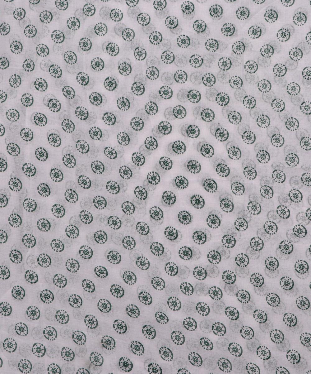 white color geometry print mulmul cotton fabric