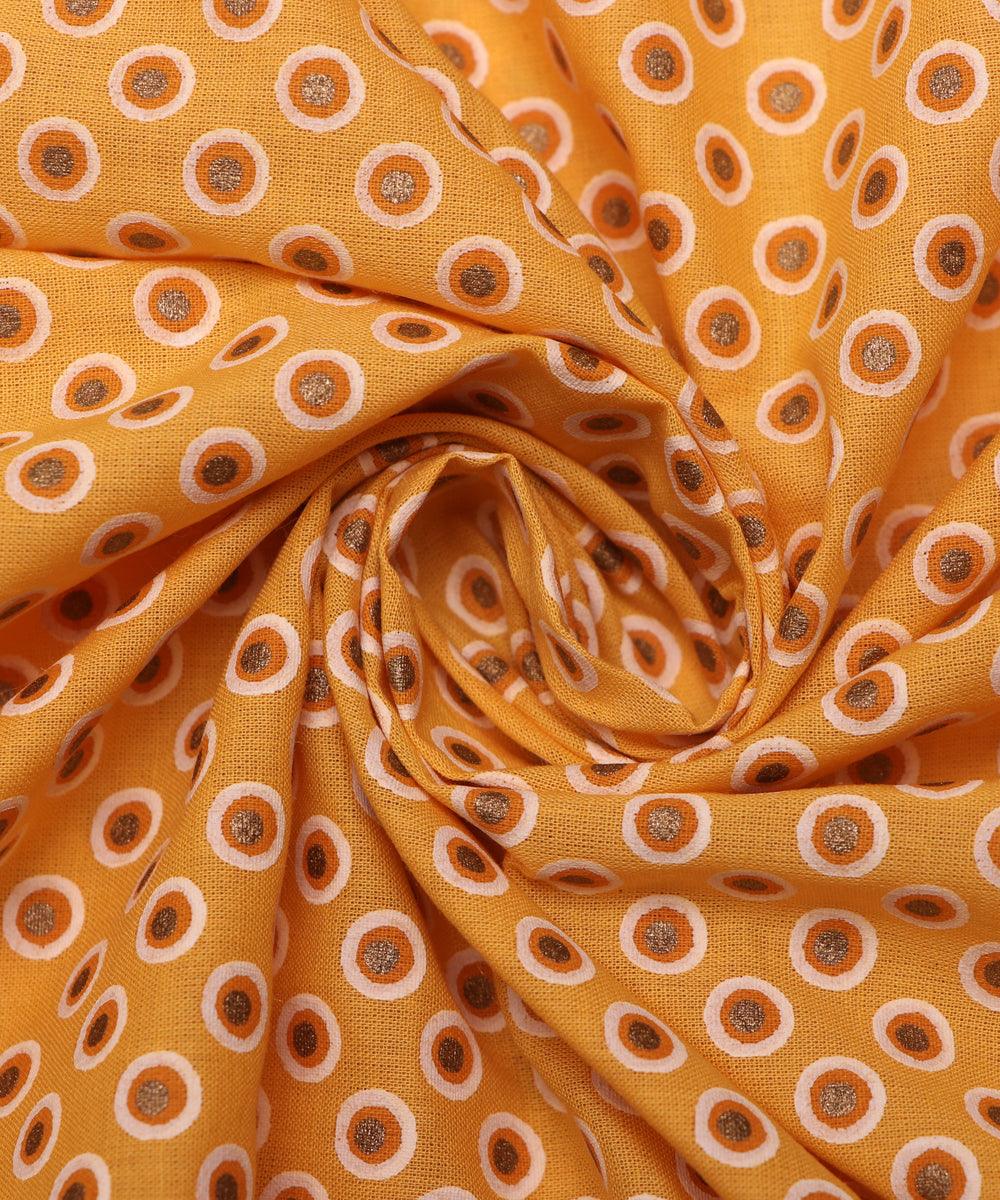 mustard colour printed cotton fabric
