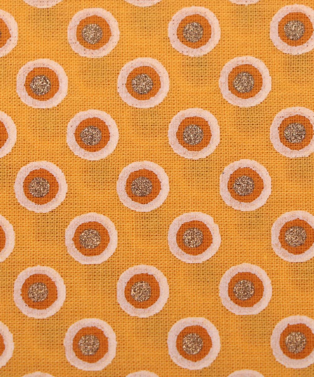 mustard colour printed cotton fabric