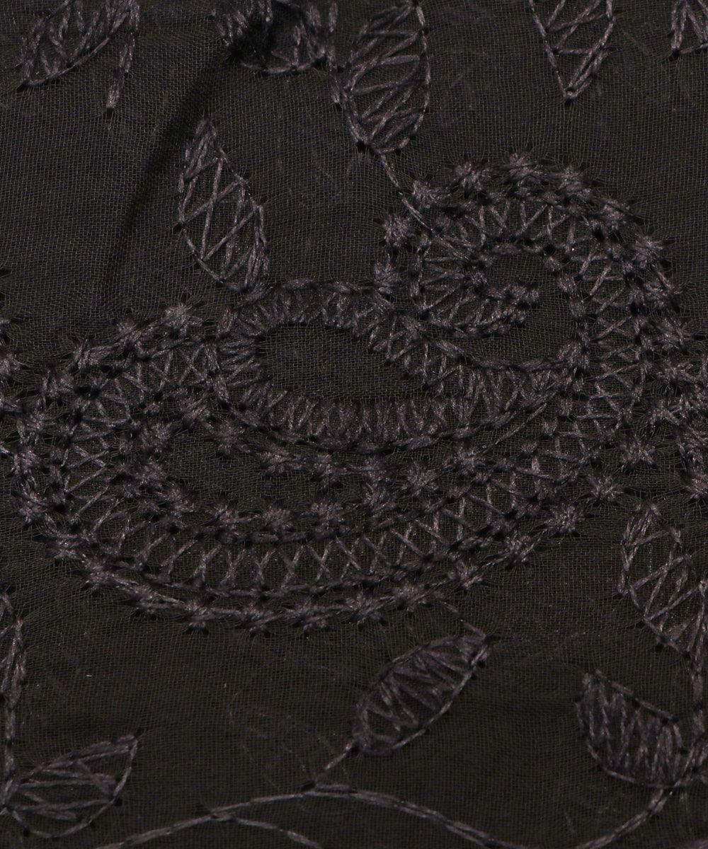 black colour chikan embroidery georgette fabric
