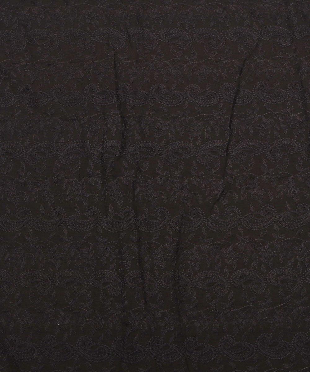 black colour chikan embroidery georgette fabric