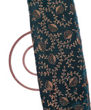 Peacock Blue Colour Two Tone Floral Zari Embroidery Velvet Fabric