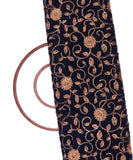Navy Blue Colour Floral Zari Embroidery Velvet Fabric